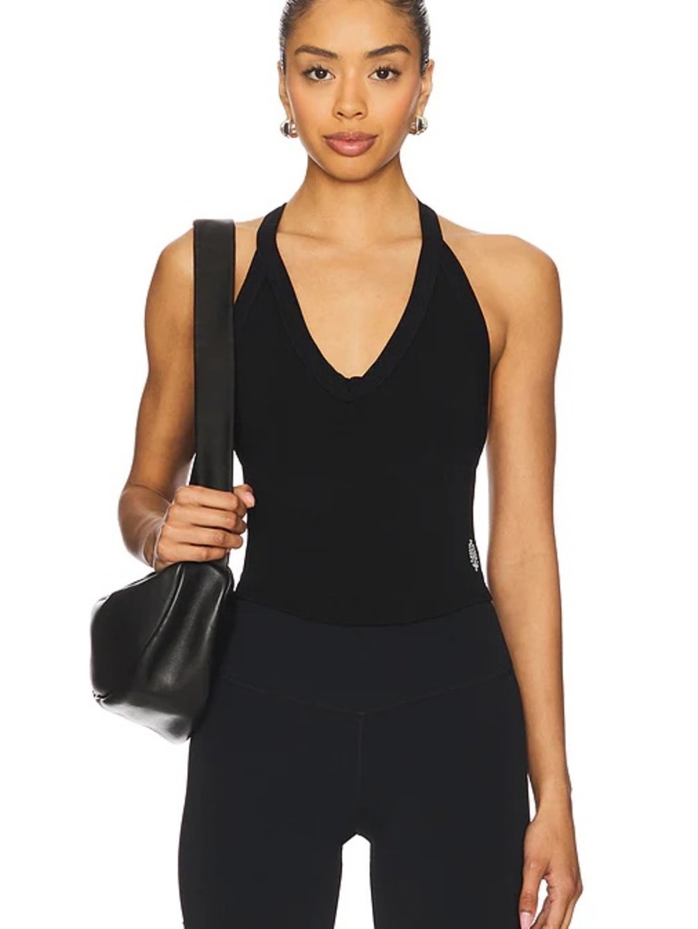 NWT Free People all clear Black Halter V-Neck Tank Top cami size xs/s